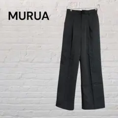 MURUA ムルーア ワイドスラックス グレー タックパンツ 美脚 Lサイズ