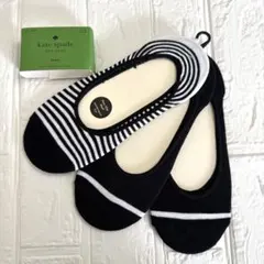新品⭐️kate spade 靴下3足セット　黒白　ボーダーのサムネイル