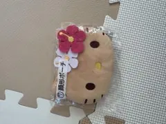 キティ顔型ポーチ ベージュ 花モチーフ