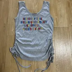 タンクトップ グレー トップス ノースリーブドローストリングリボン