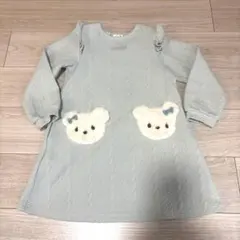mezzo piano クマポケット ワンピース 120 ミントグリーン