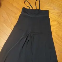 ブラック サロペット 細ストラップ ポケット付き