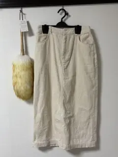 ローリーズファーム　コーデュロイロングタイトスカート　オフホワイト　コットン　M