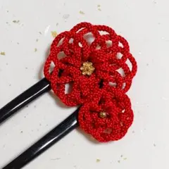 【飾り紐 】＊菊結びの被布飾り(赤×えんじ) 飾り紐 】＊菊結びの被布飾り(赤×えんじ) - メルカリ