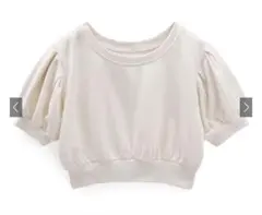 パフスリーブクロップド丈スウェットトップス[gn410]