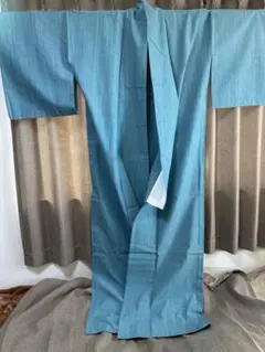 着物　館林唐桟　新品　綿紬　ストライプ　生成り色　縦縞　春夏　Lサイズ　あつらえ 着物 館林唐桟 新品 綿紬 ストライプ 生成り色 縦縞 春夏 Lサイズ