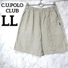 C.U.POLO CLUB チェック柄 ハーフパンツ ベージュ 涼感 LL