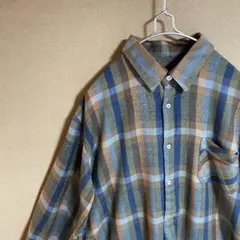 【古着】ビンテージ チェック シャツ 長袖 ネルシャツ くすみ 大きめ