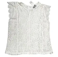 【新品未使用】GU レースデザインT ノースリーブ トップス 白　ホワイト