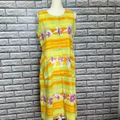 花柄 チュニック ワンピース ノースリーブ フラワー 黄色 ボーダー シャツ