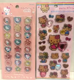 【正規品】キラキララインストーンシール　おはじきふうシールキティ2枚セット