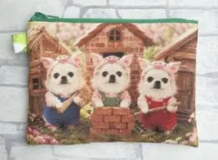 ハンドメイド 昇華転写プリント うちの子 ポーチ 犬 チワワ ブタの