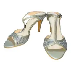 フラッグブルーベルデ ラメ パンプス サンダル ミュール 24.0 薄グリーン系