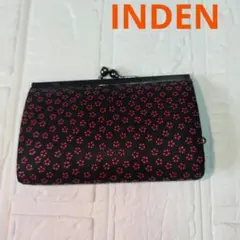極美品　印伝がま口財布　印伝 財布 がま口 印伝屋 黒地赤漆 小桜のサムネイル