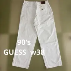 90's GUESS ホワイト デニムパンツ　w38のサムネイル