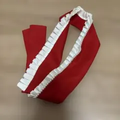 重ね襟 赤 白いフリル パール装飾