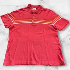 LACOSTE（ラコステ）マルチボーダー 半袖ポロシャツ　コーラルピンクのサムネイル