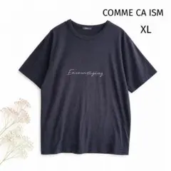 【コムサイズム】大きいサイズ ロゴ Tシャツ 黒 半袖 シンプル ゆったりLLのサムネイル
