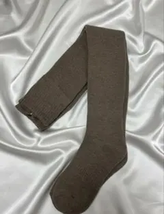 【新品】コットン ニーハイソックス 56cm丈 リブ (ライトブラウン)