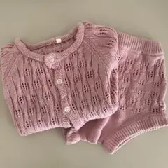 韓国子供服　透かし編みニットセットアップ