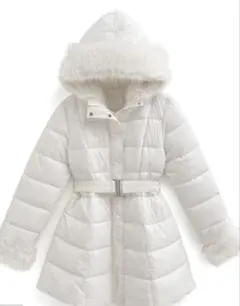 GRL ベルト付き ホワイト ファーダウンコート