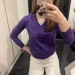 Ralph Lauren 紫 Vネックセーター