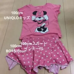UNIQLO ミニーマウス Tシャツ & 水玉スカート 100cm