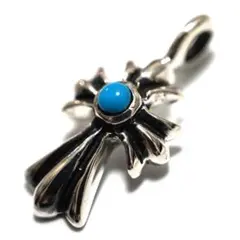 シルバーネックレス 925 十字架 ヘッド 銀 可愛い クロス ターコイズブルー