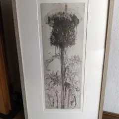 栗原 一郎、「薊」、希少画集・額装画、日本製・新品額縁にて額装致し