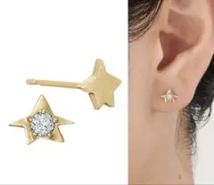 フェスタリア 1Pダイヤモンド スター 片耳 イエローゴールド ピアス