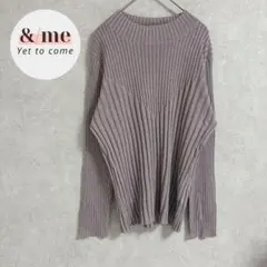 ナチュラルベーシック　長袖リブニット　ハイネック　ラメ　パープル　LLのサムネイル