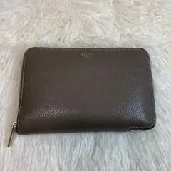 CELINE セリーヌ ラウンドファスナー 長財布 グレージュ × イエローのサムネイル