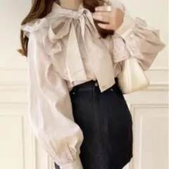 Heather あいねねストライプフリルブラウス　276163