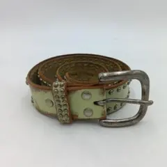 Hawk Company ホークカンパニー スタッズ レザーベルト ホワイト