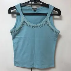 タンクトップ ノースリーブ トップス インナー 刺繍 ラインストーン カジュアル