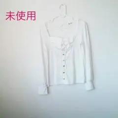新品未使用◇bye bye 長袖トップス ホワイト  テラコッタ 春のサムネイル