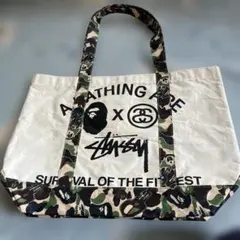 A BATHING APE x STUSSY コラボ トートバッグのサムネイル