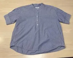 green label relaxing ストライプスタンドカラーブラウス