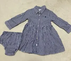 Ralph Lauren ストライプ　長袖シャツワンピース　パンツ付き12m