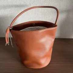 ブラウン バケット型 ショルダーバッグ 巾着バッグ