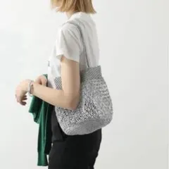 新品【バグマティ】トートバッグ かごバック メッシュ シルバーのサムネイル