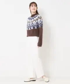 40（L）新品ブレスブリージュフェアアイルモヘア風シャギーニットセーターワールド