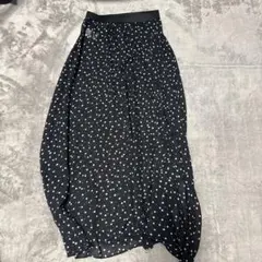 ジーナシス　ドットシアースカート　スリット入り　ブラック