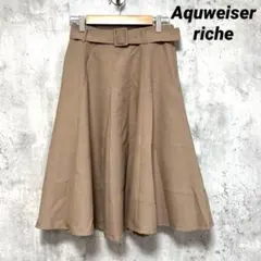 美品【Aquweiser-riche】ロングフレアスカート ベージュ S 裏地