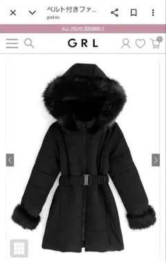 ファー付きダウンジャケット ブラック