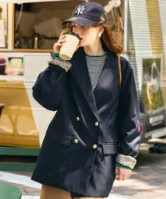 BONLECILL 金ボタン ダブルブレスト ブレザー/テーラードジャケット