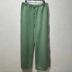 新品 しまむら ayano グリーン イージーパンツ 花柄ライン ジャージ LL