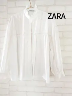 ザラ　立襟　フリル　フレア　ブラウス　シャツ