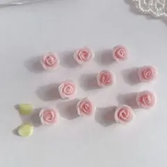 6 ピンク　薔薇　 ハンドメイド　花　デコ　パーツ　アクセサリー　ドール