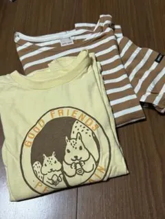 プティマイン ボーダー 動物 長袖Tシャツ　2枚セット 130